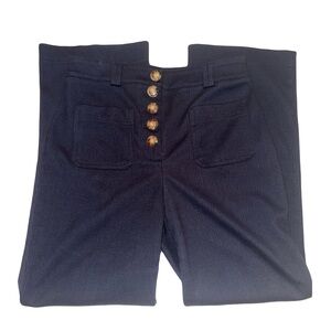 House of Harlow 1960 Wide Leg Button Front Corduroy Patch Pocket Pants Navy Sz 6